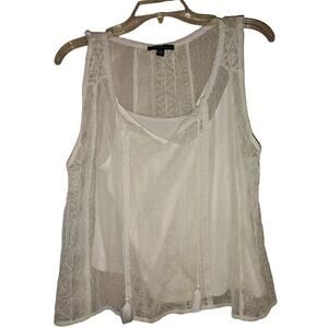 American Eagle Cream Lace Boho top with cami size Large